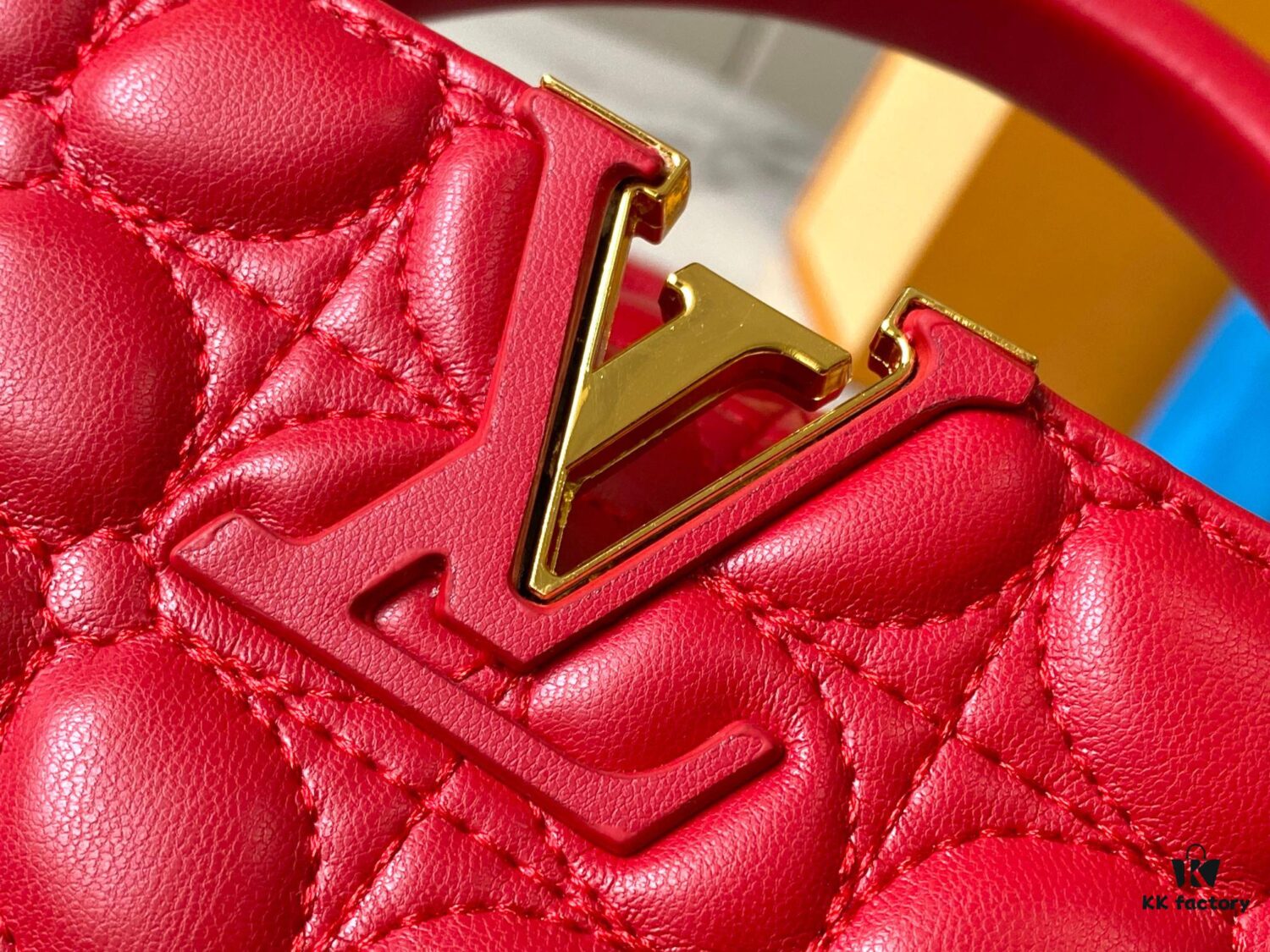 Upgraded M23998 Red Monogram Embroidered Floral Capucines Mini Bag