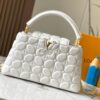 Upgraded M23999 White Monogram Embroidered Floral Capucines BB Bag