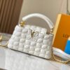 Upgraded M23998 White Monogram Embroidered Floral Capucines Mini Bag