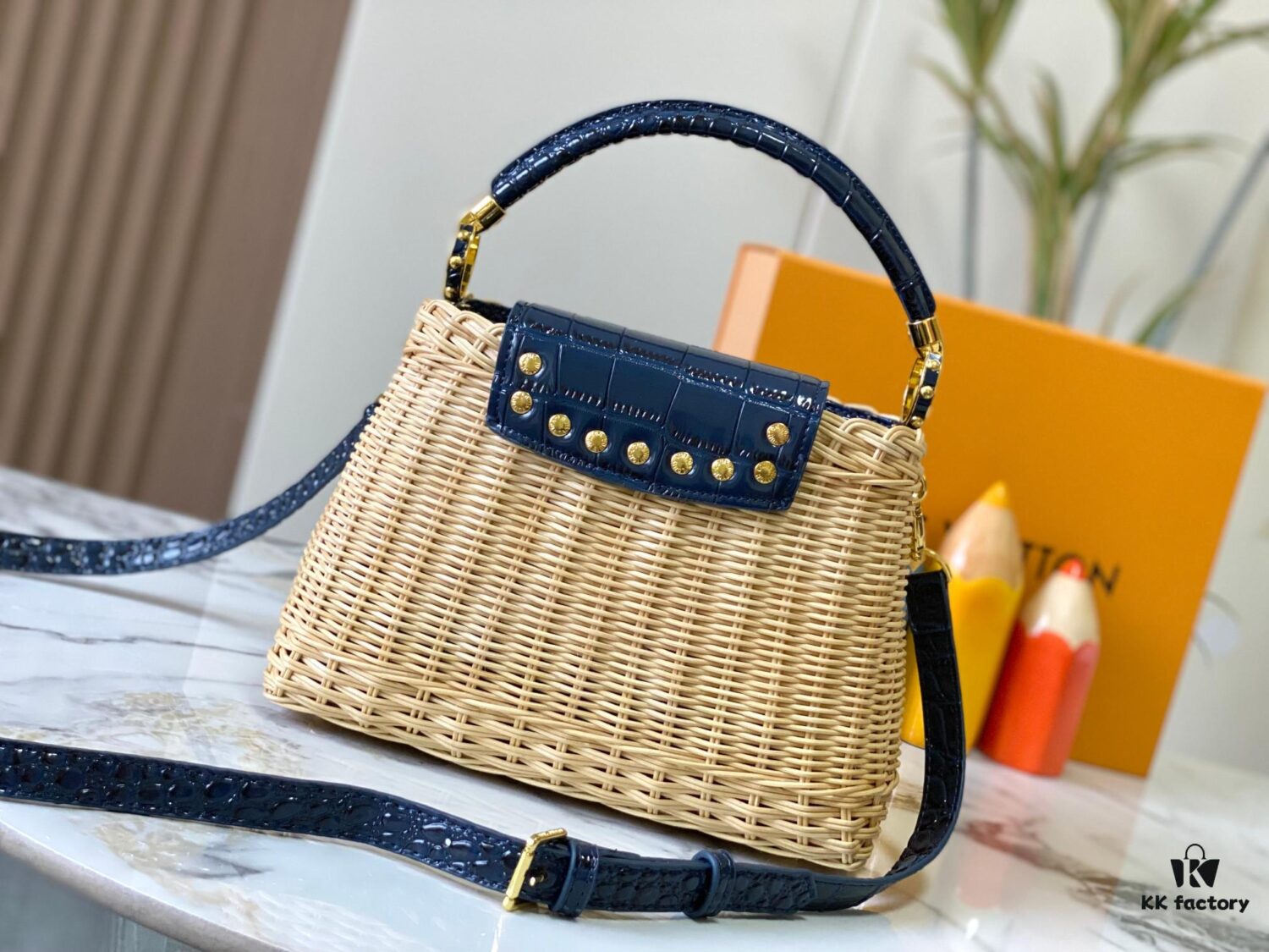 Upgraded M11619 Crocodile-Texture Capucines BB Bag