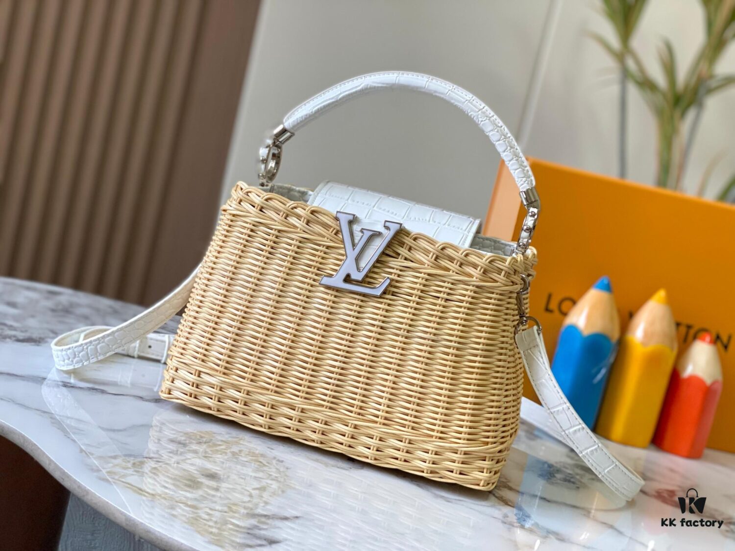 Upgraded M11619 Crocodile-Texture Capucines BB Bag