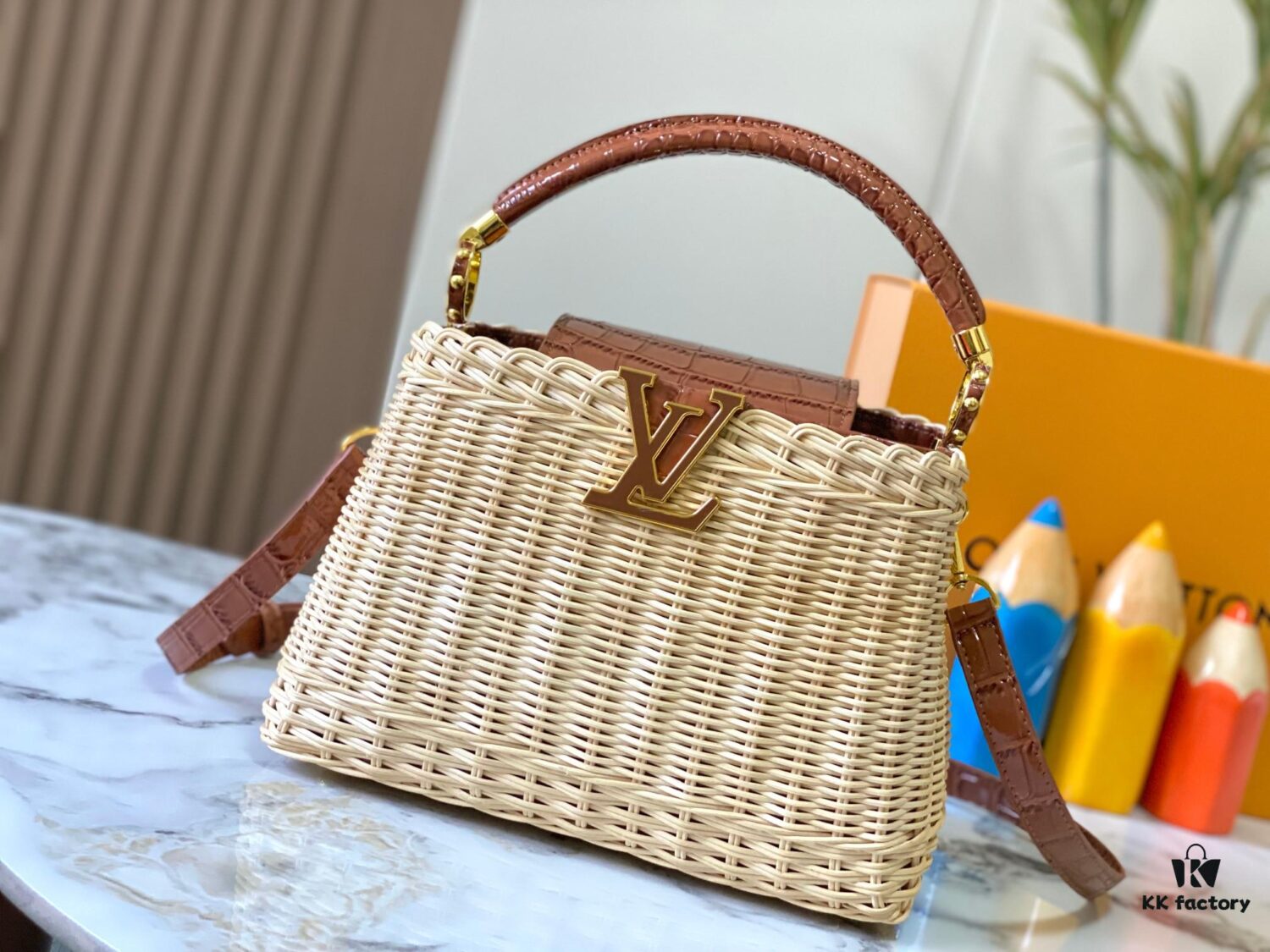 Upgraded M11619 Crocodile-Texture Capucines BB Bag