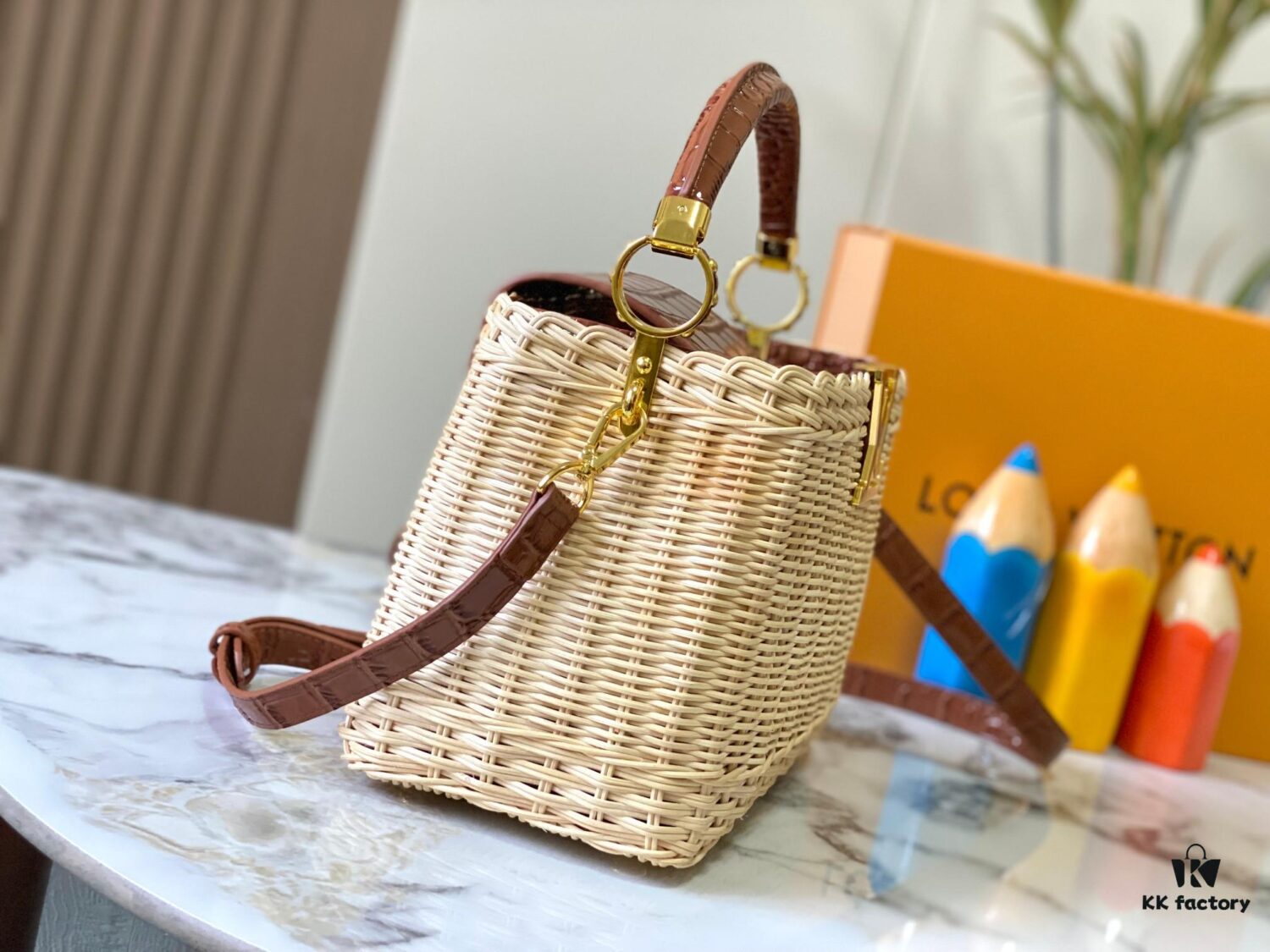 Upgraded M11619 Crocodile-Texture Capucines BB Bag