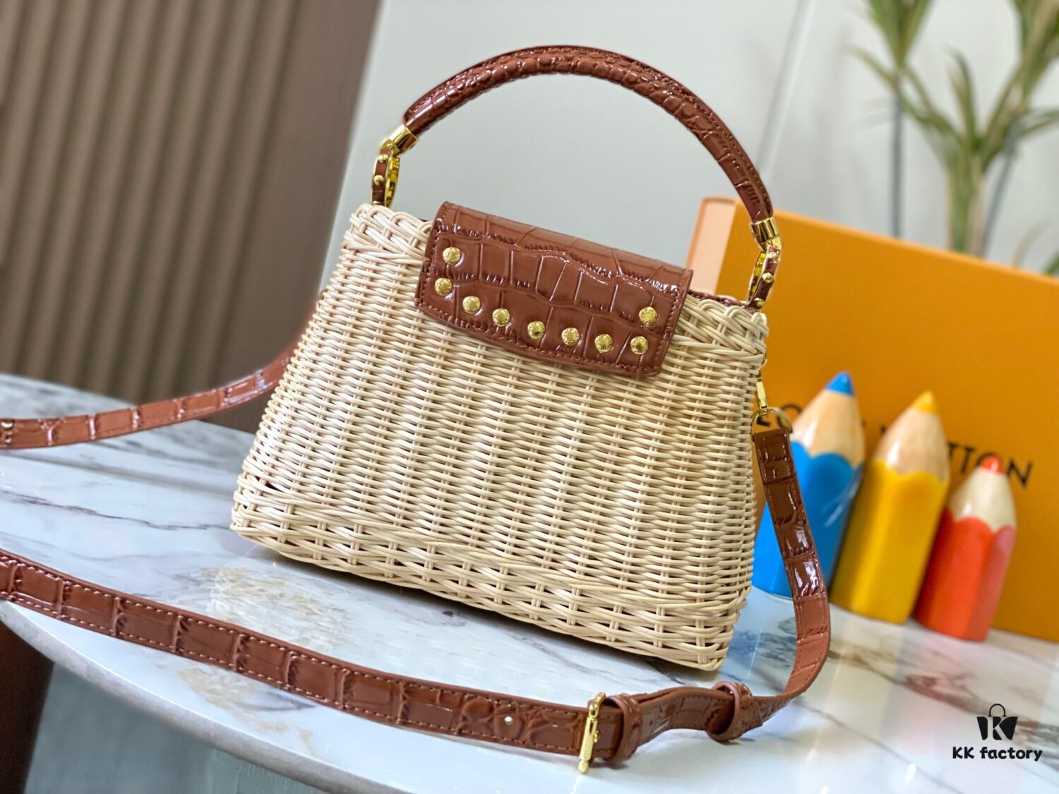 Upgraded M11619 Crocodile-Texture Capucines BB Bag