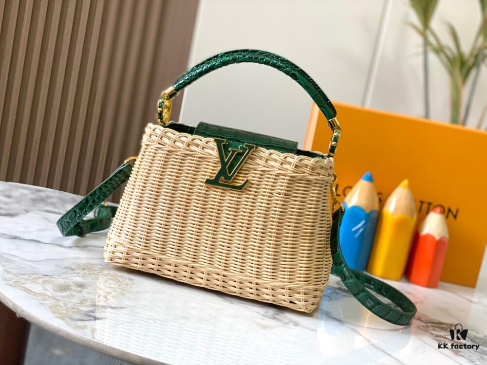 Upgraded M11619 Crocodile-Texture Capucines BB Handbag