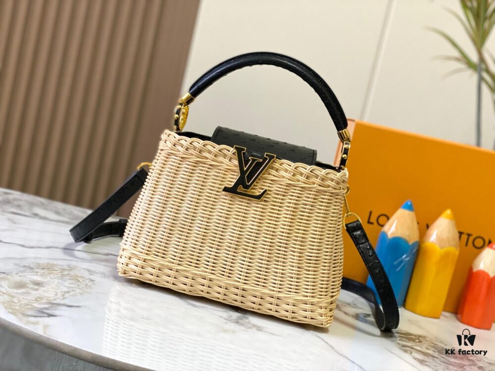 Upgraded M11618 Ostrich Texture Capucines BB Handbag