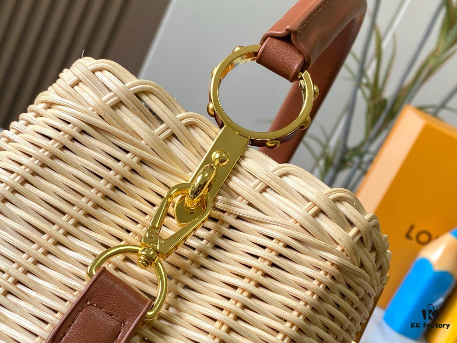 Upgraded M11617 Capucines BB Handbag featuring a woven rattan design inspired by the 1892 Louis Vuitton picnic trunk