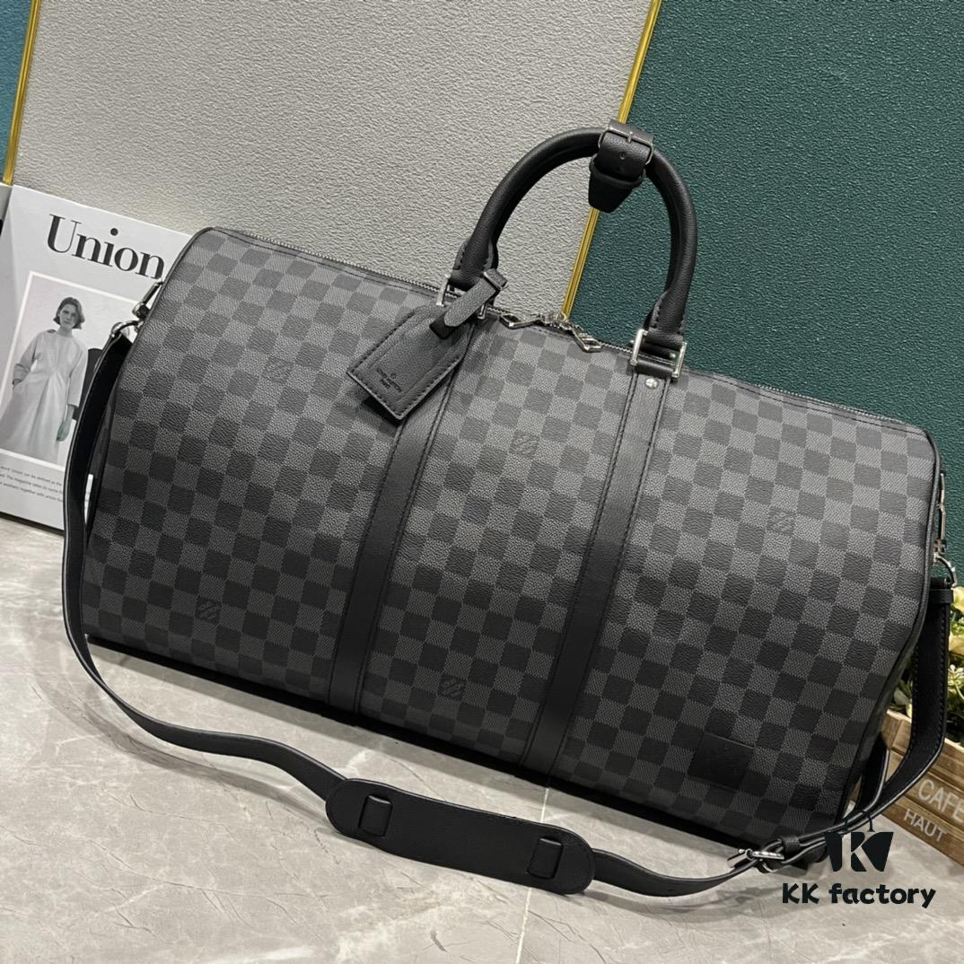 Upgraded Version 240 Latest Model M22532 M41416 M44810 Black Grid, Pressed Grid, Crosshatch Keepall Bandoulière 50 Travel Bag
