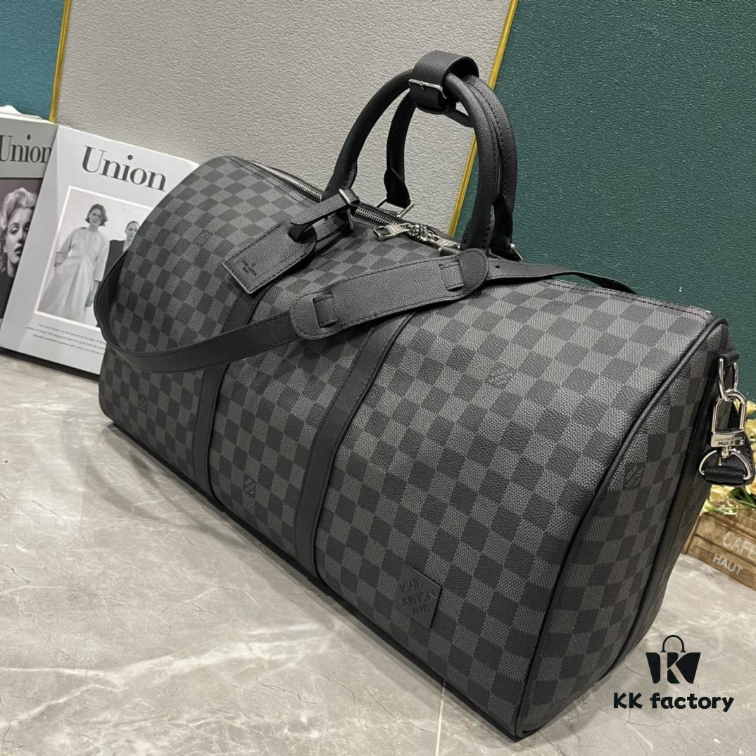 Upgraded Version 240 Latest Model M22532 M41416 M44810 Black Grid, Pressed Grid, Crosshatch Keepall Bandoulière 50 Travel Bag
