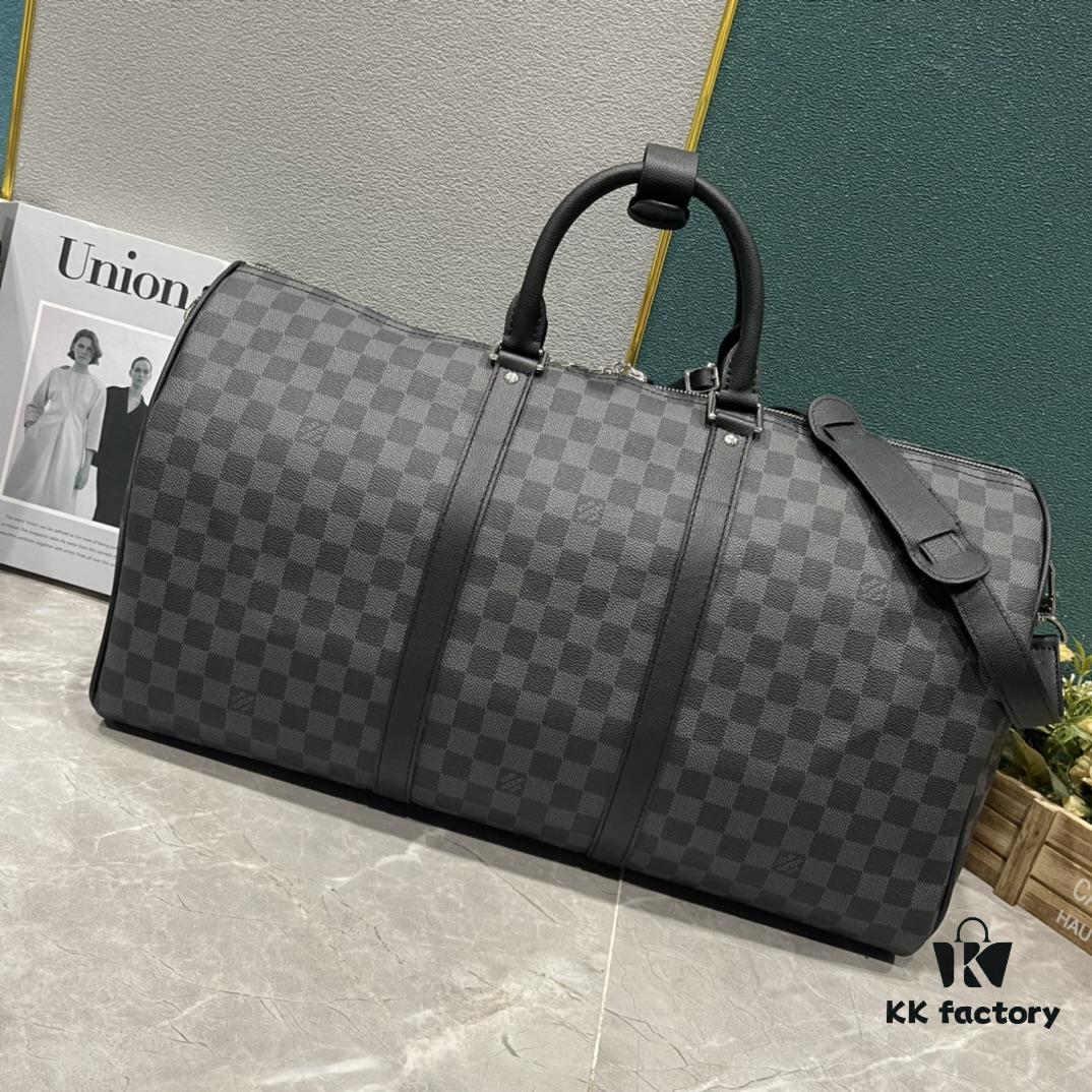 Upgraded Version 240 Latest Model M22532 M41416 M44810 Black Grid, Pressed Grid, Crosshatch Keepall Bandoulière 50 Travel Bag