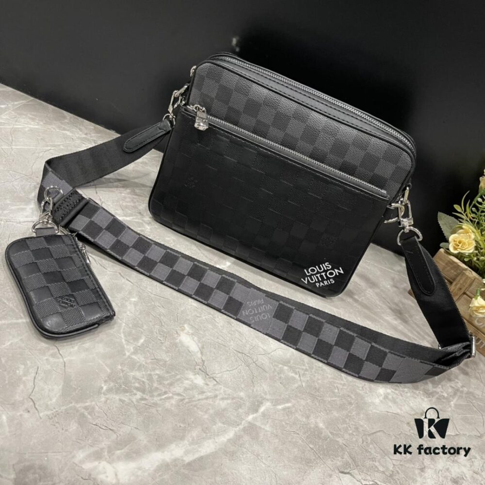 Upgraded M40438 69443 45320 2023 Latest Black and Grey Pressed Trio Mailbox Bag