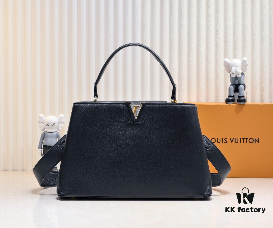 Upgraded M24607 Black Capucines Souple Large Handbag