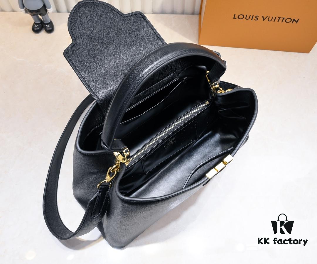 Upgraded M24607 Black Capucines Souple Large Handbag