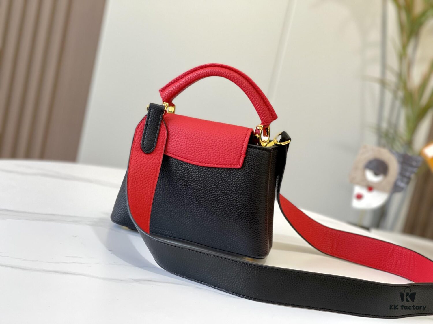 Upgraded Version 💋 M56848 Black with Deep Watermelon Red and Gold Hardware