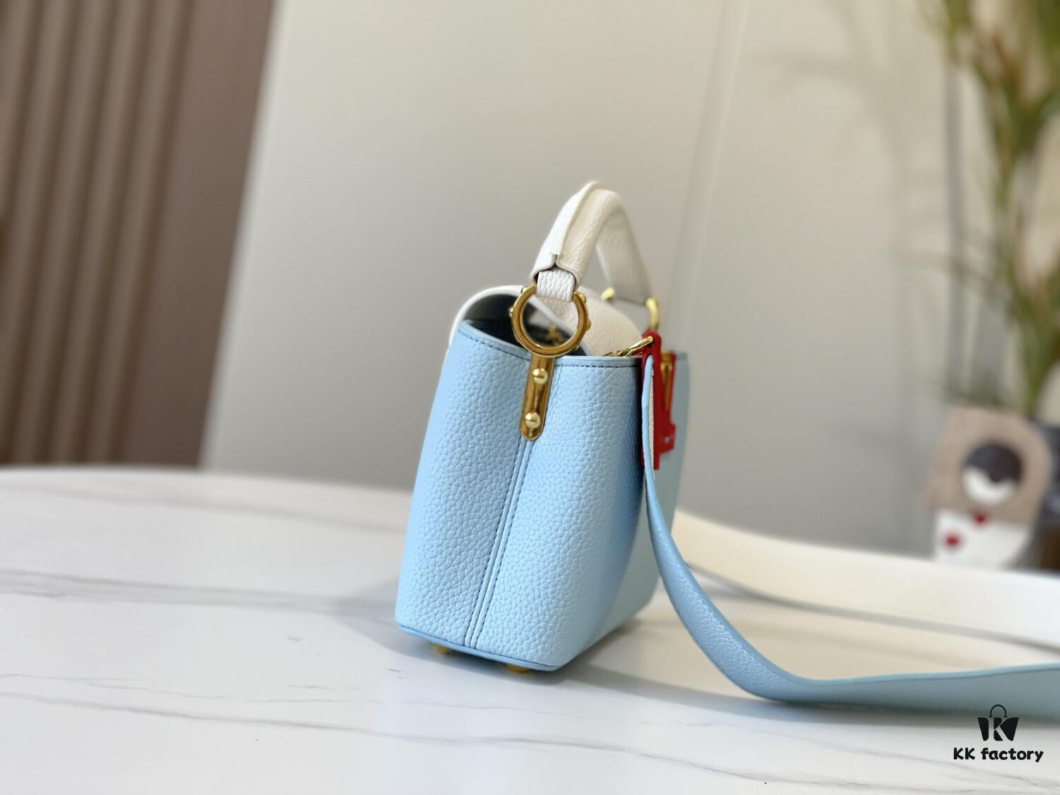 Upgraded Version M56848 Light Blue with Beige and Silver-Tone Hardware