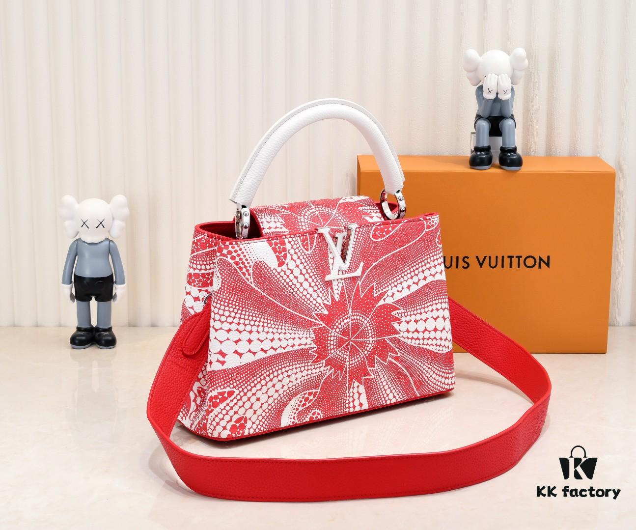 Exclusive On-Site Photo - LV x YK Capucines BB Handbag M21705 from the Louis Vuitton x Yayoi Kusama Collaboration Series