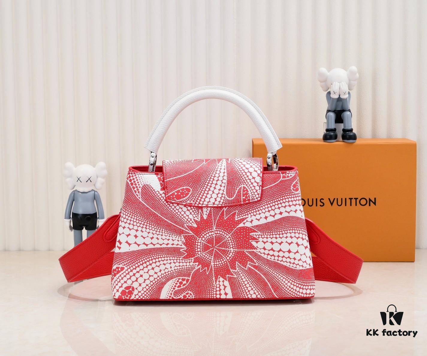 Exclusive On-Site Photo - LV x YK Capucines BB Handbag M21705 from the Louis Vuitton x Yayoi Kusama Collaboration Series