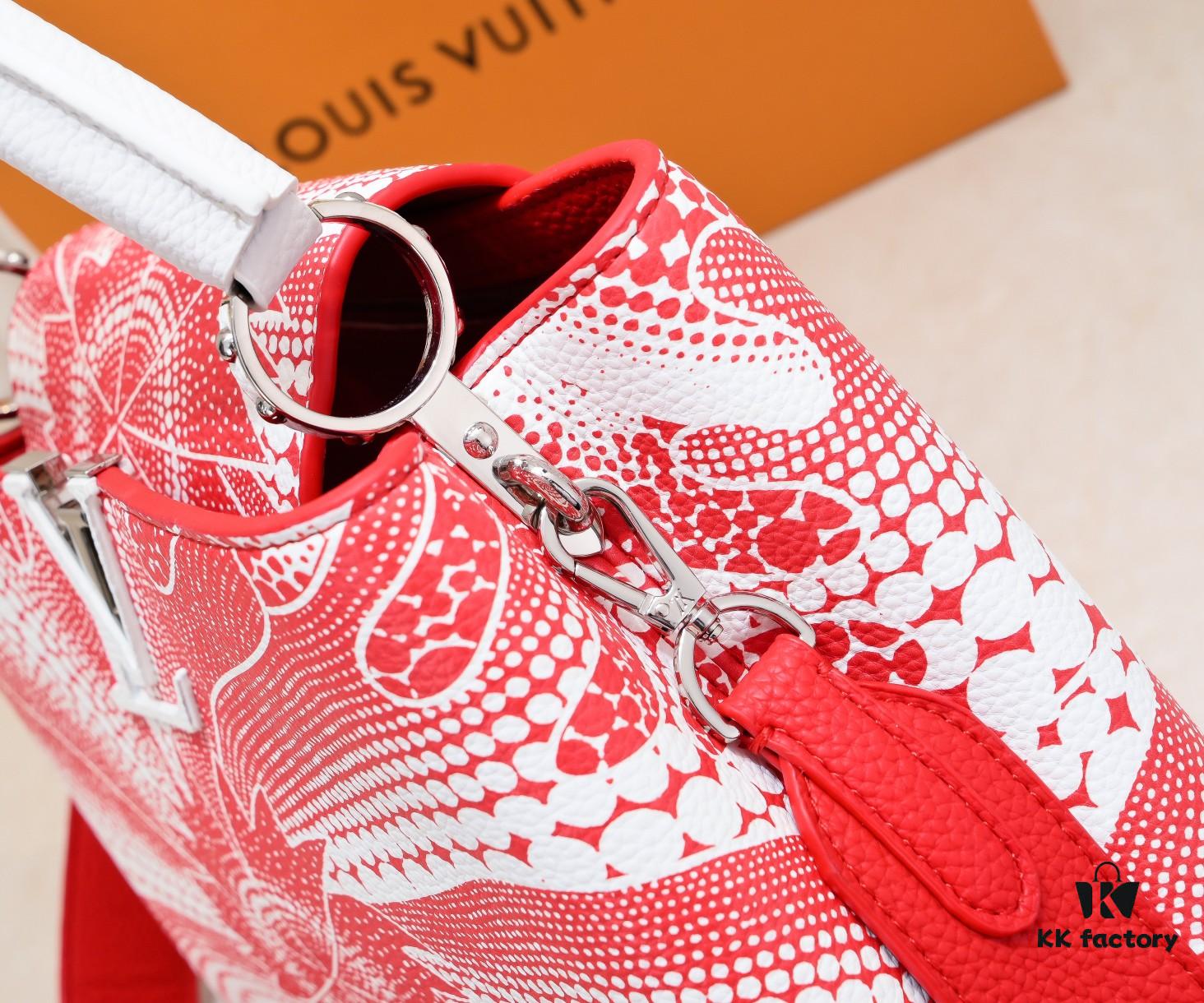 Exclusive On-Site Photo - LV x YK Capucines BB Handbag M21705 from the Louis Vuitton x Yayoi Kusama Collaboration Series