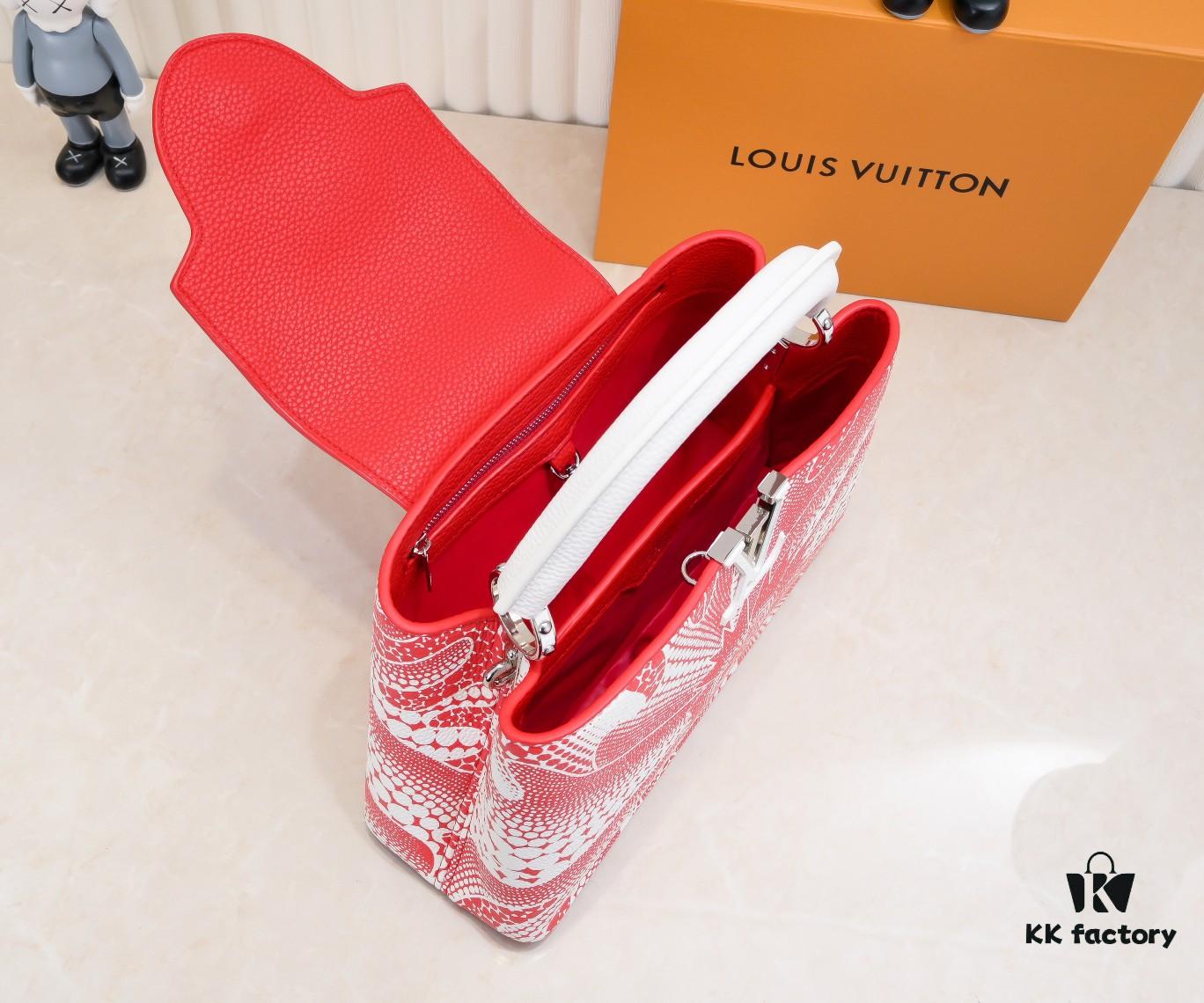 Exclusive On-Site Photo - LV x YK Capucines BB Handbag M21705 from the Louis Vuitton x Yayoi Kusama Collaboration Series