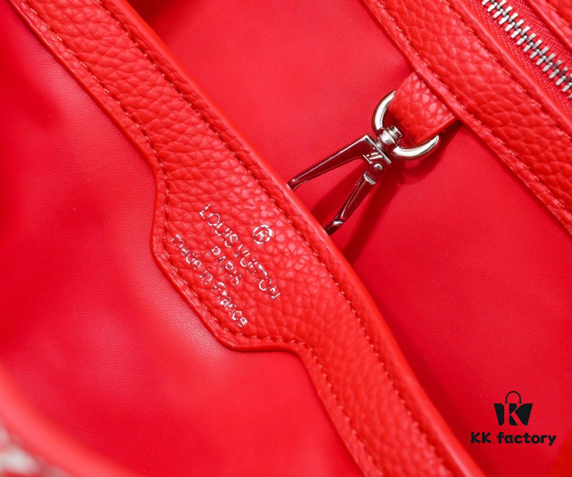 Exclusive On-Site Photo - LV x YK Capucines BB Handbag M21705 from the Louis Vuitton x Yayoi Kusama Collaboration Series