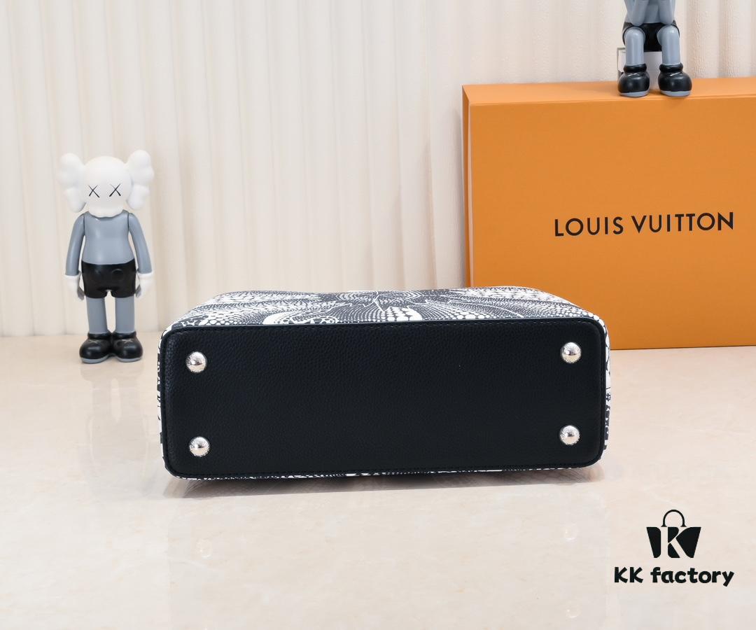 Upgraded Version Black M21705 Louis Vuitton x Yayoi Kusama Collaboration Capucines MM Handbag