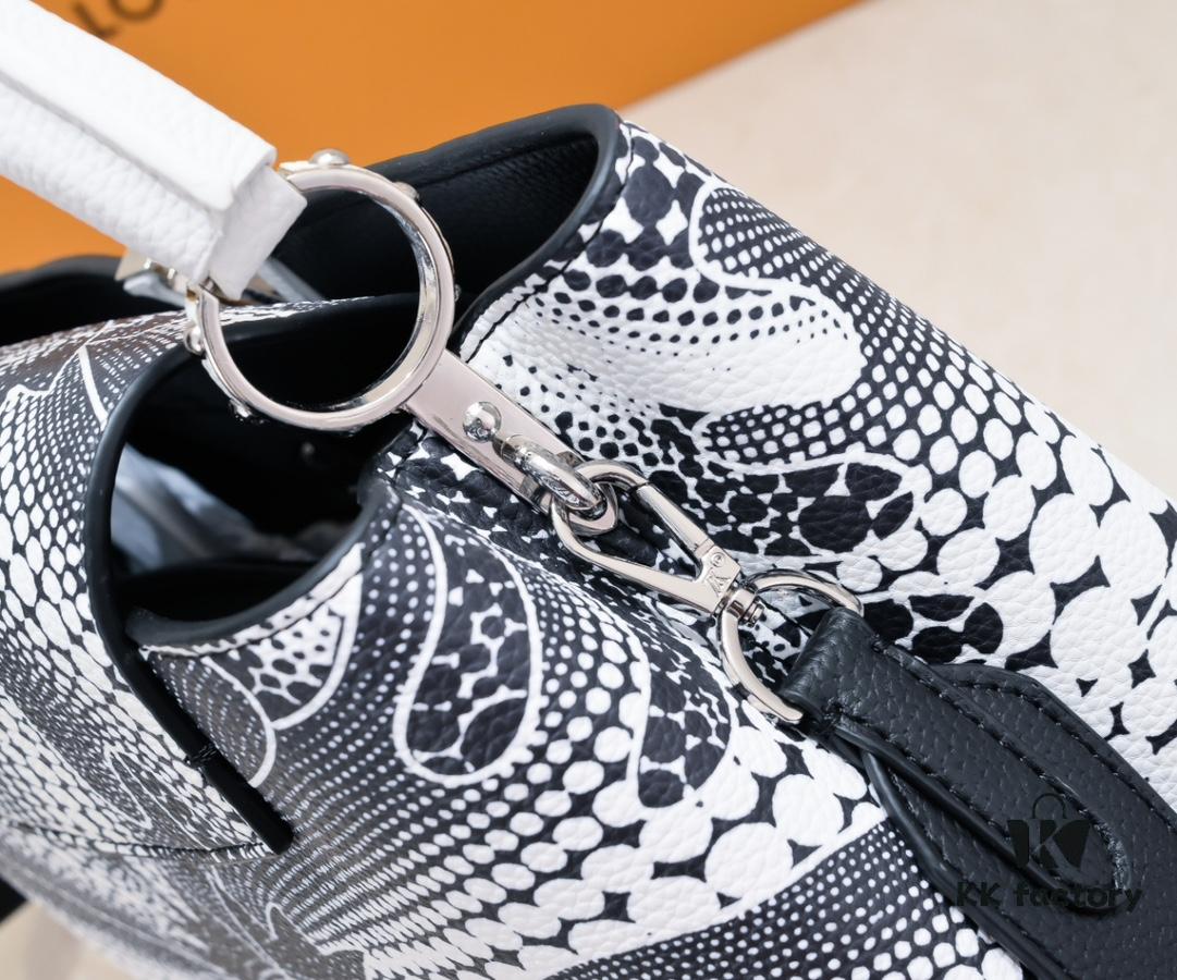 Upgraded Version Black M21705 Louis Vuitton x Yayoi Kusama Collaboration Capucines MM Handbag