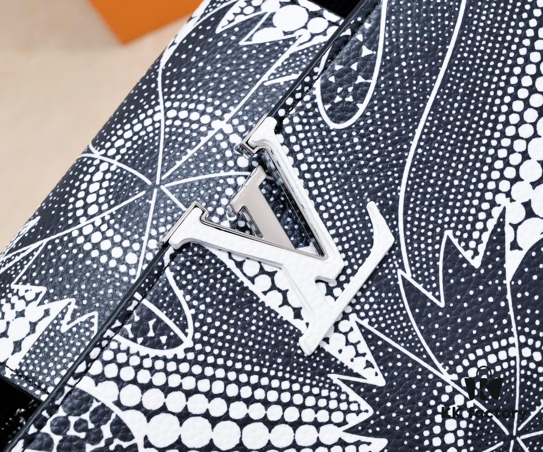 Upgraded Version Black M21705 Louis Vuitton x Yayoi Kusama Collaboration Capucines MM Handbag
