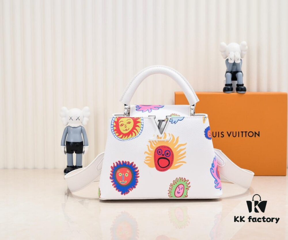 Upgraded Version White M21727 Louis Vuitton x Yayoi Kusama Capsule Collection LV x YK Capucines BB Bag