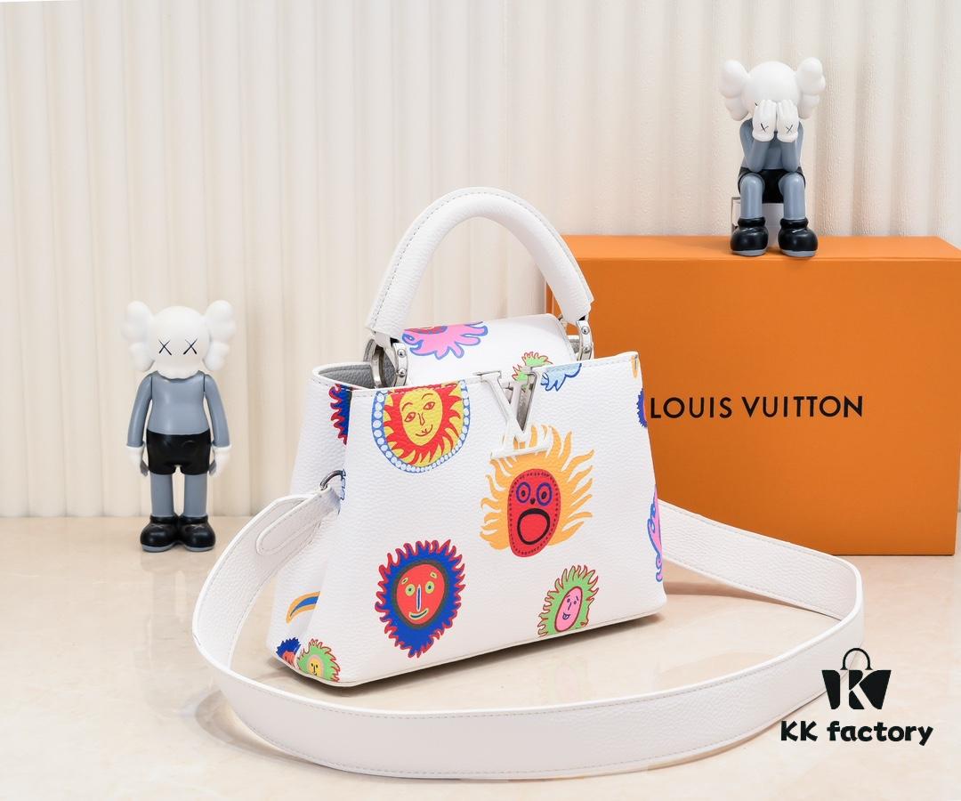 Upgraded Version White M21727 Louis Vuitton x Yayoi Kusama Capsule Collection LV x YK Capucines BB Bag