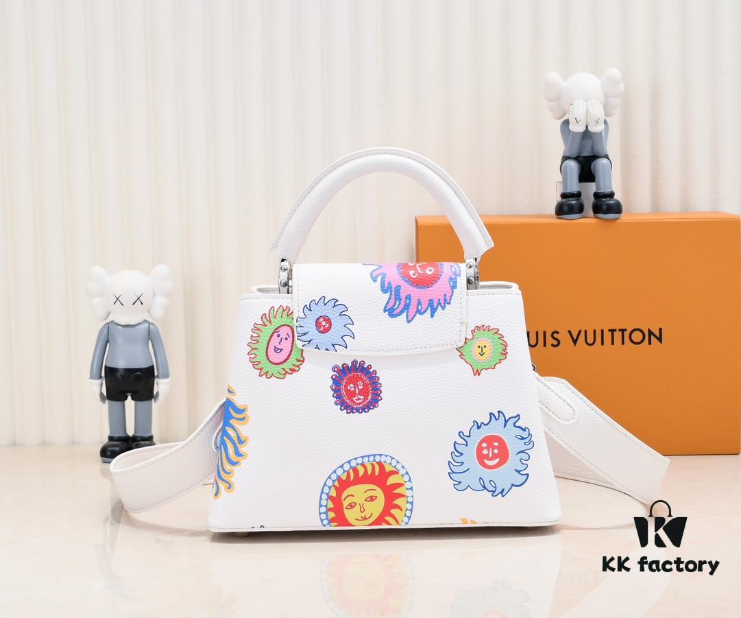 Upgraded Version White M21727 Louis Vuitton x Yayoi Kusama Capsule Collection LV x YK Capucines BB Bag