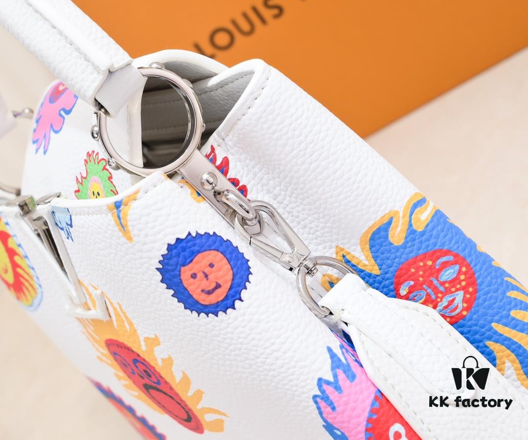 Upgraded Version White M21727 Louis Vuitton x Yayoi Kusama Capsule Collection LV x YK Capucines BB Bag