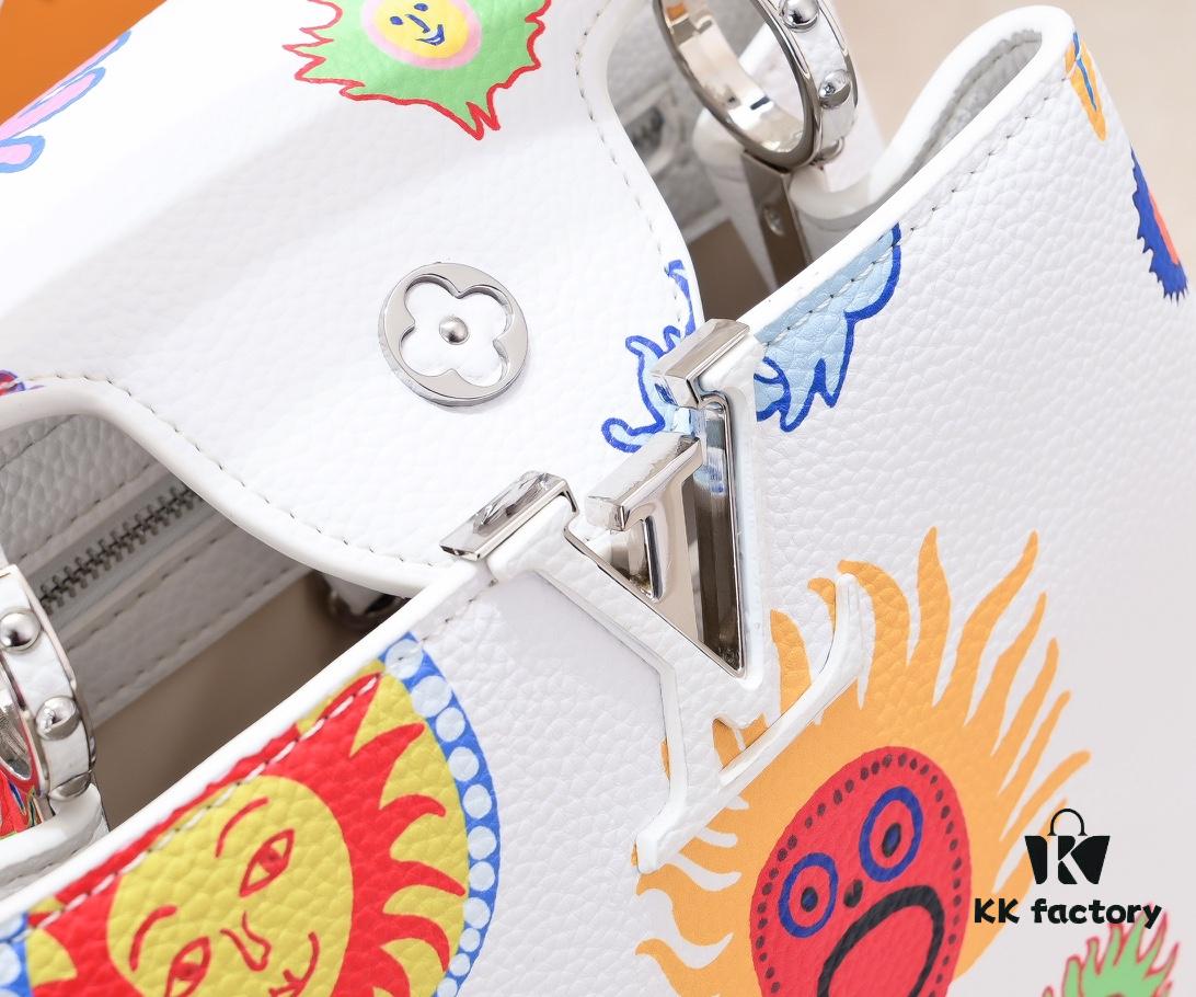 Upgraded Version White M21727 Louis Vuitton x Yayoi Kusama Capsule Collection LV x YK Capucines BB Bag