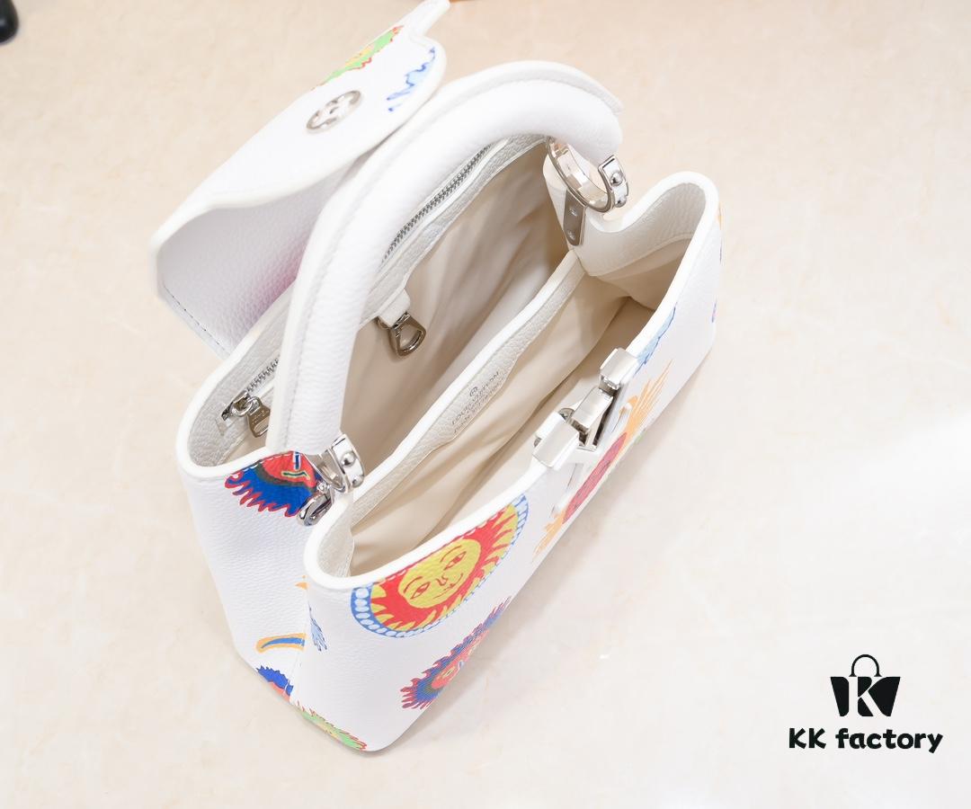 Upgraded Version White M21727 Louis Vuitton x Yayoi Kusama Capsule Collection LV x YK Capucines BB Bag