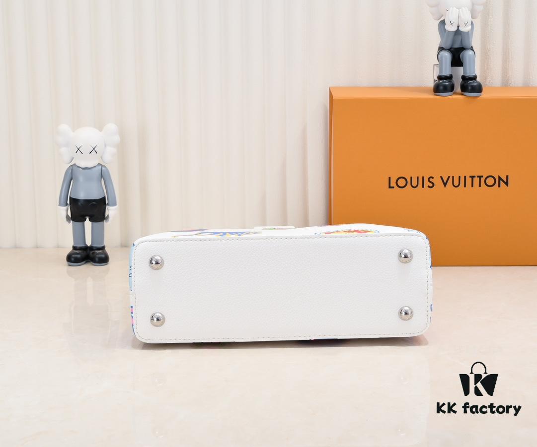 Upgraded Version White M21728 Yayoi Kusama Infinity Net Capucines MM Handbag