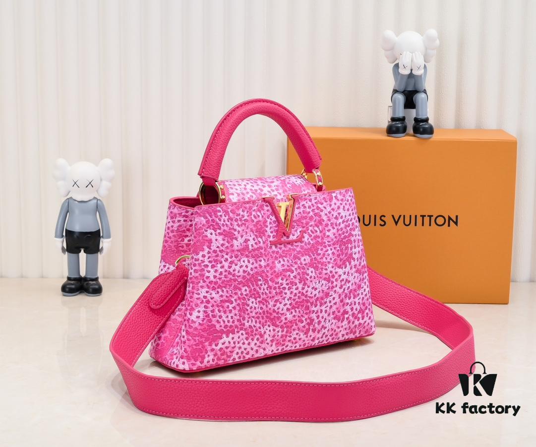 Upgraded Red M21725 Louis Vuitton x Yayoi Kusama Capsule Collection Brings the LV x YK Capucines PM Bag into a Surreal Dreamworld