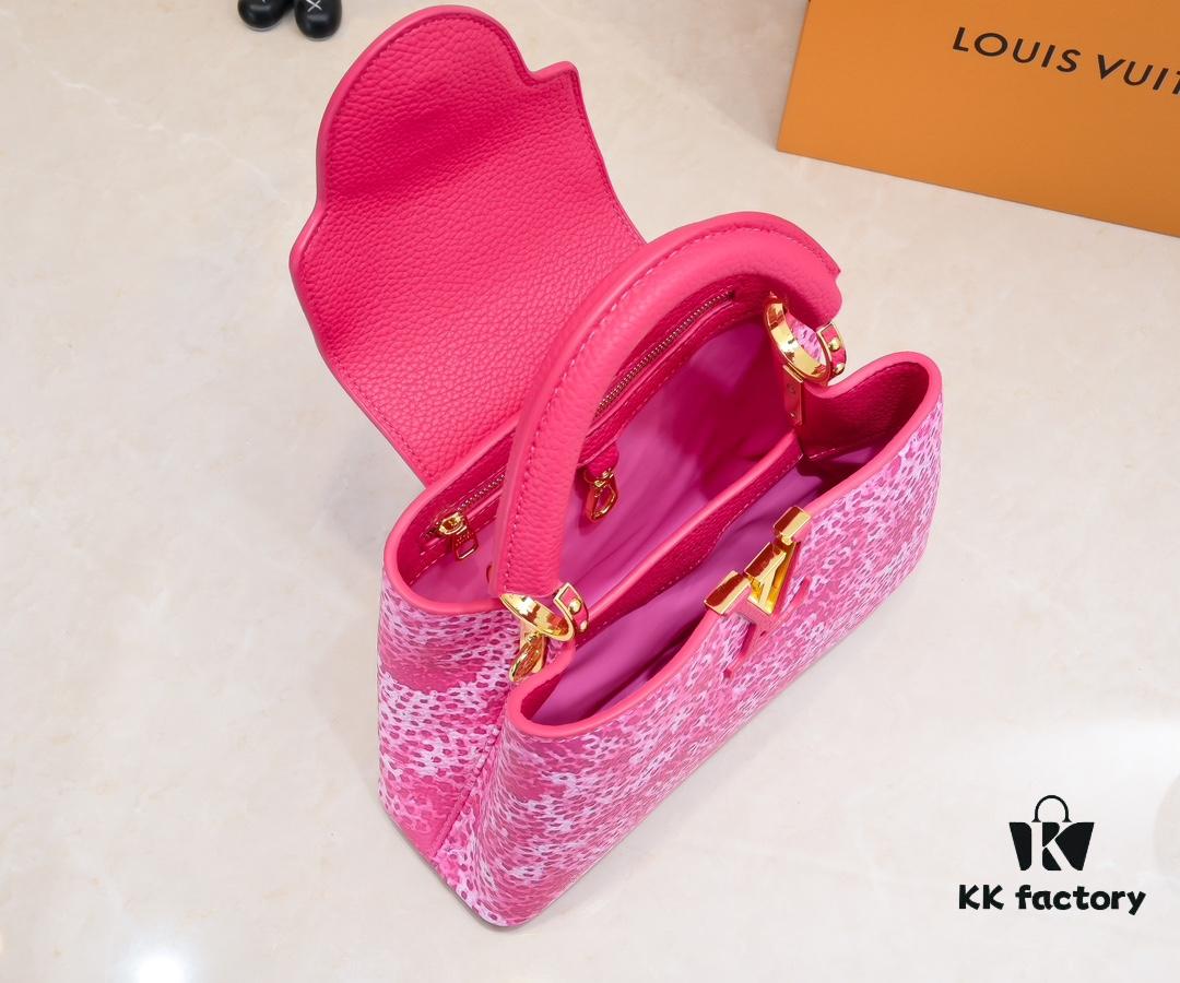 Upgraded Red M21725 Louis Vuitton x Yayoi Kusama Capsule Collection Brings the LV x YK Capucines PM Bag into a Surreal Dreamworld