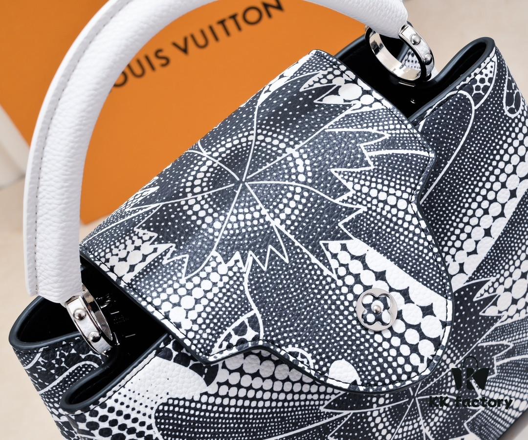 Upgraded Version Black M21705 Louis Vuitton x Yayoi Kusama Collaboration Capucines MM Handbag