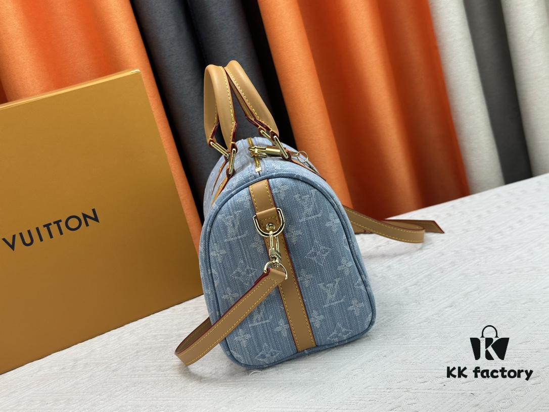 LV SPEEDY 25 Handbag in Light Blue Denim M11213 M40391 M40392