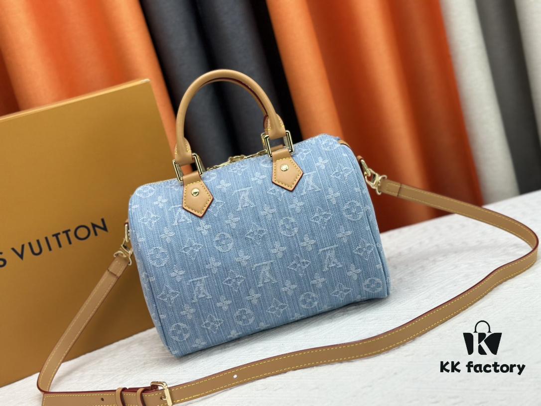 LV SPEEDY 25 Handbag in Light Blue Denim M11213 M40391 M40392