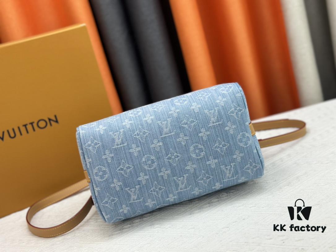 LV SPEEDY 25 Handbag in Light Blue Denim M11213 M40391 M40392