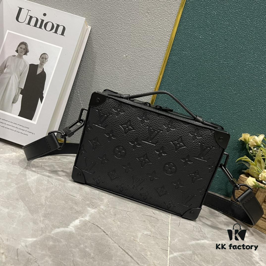 Upgraded Version 🔥 M45935 59163 Handle Soft Trunk Handbag crafted from Louis Vuitton's iconic Monogram Macassar canvas, featuring stud detailing at corners and leather reinforcement straps that evoke the brand's trunk-making heritage. The sleek silhouette, paired with a detachable shoulder strap, offers effortless carry for small electronics and daily essentials. A wide opening ensures easy access to contents.