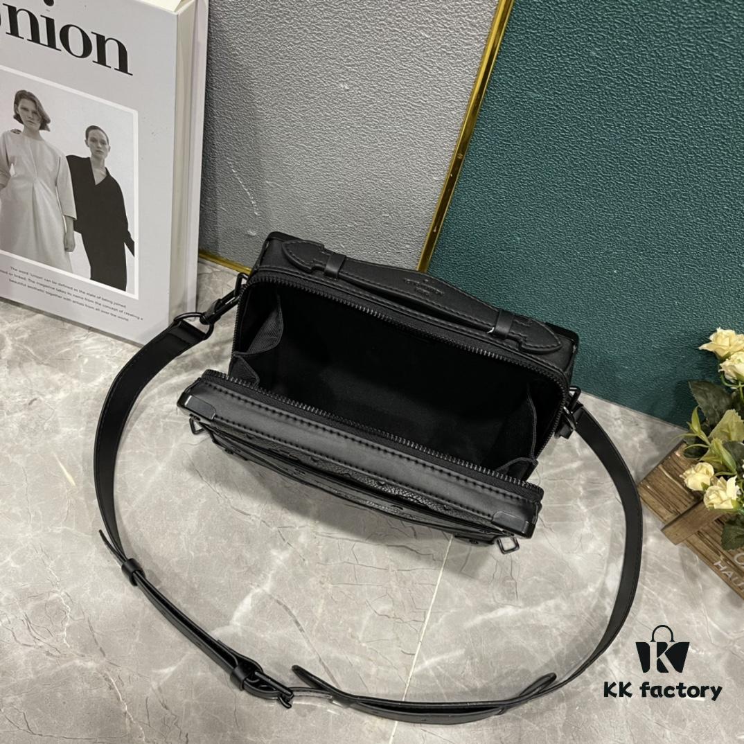 Upgraded Version 🔥 M45935 59163 Handle Soft Trunk Handbag crafted from Louis Vuitton's iconic Monogram Macassar canvas, featuring stud detailing at corners and leather reinforcement straps that evoke the brand's trunk-making heritage. The sleek silhouette, paired with a detachable shoulder strap, offers effortless carry for small electronics and daily essentials. A wide opening ensures easy access to contents.