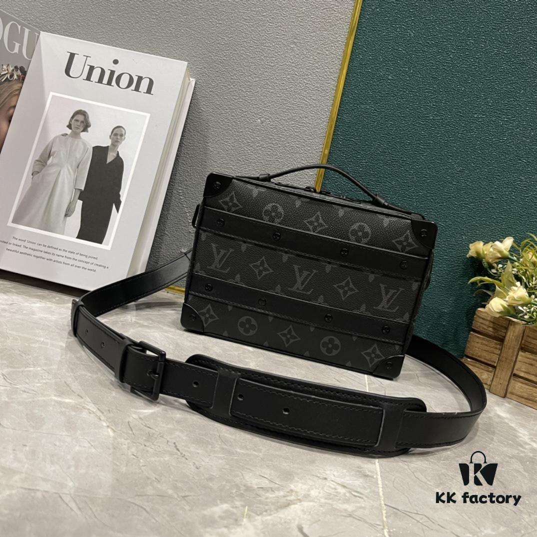 Upgraded Version 🔥 M45935 59163 Handle Soft Trunk Handbag crafted from Louis Vuitton's iconic Monogram Macassar canvas, featuring stud details at corners and leather-reinforced straps that evoke the brand's trunk-making heritage. Its clean silhouette and detachable shoulder strap offer effortless carry for small electronics and daily essentials. The wide-opening design ensures easy access to contents.