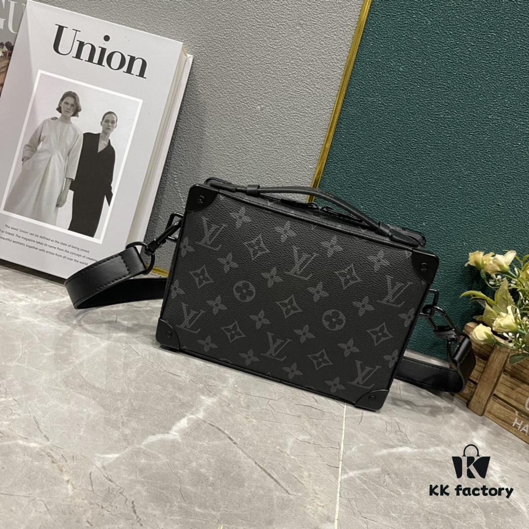 Upgraded Version 🔥 M45935 59163 Handle Soft Trunk Handbag crafted from Louis Vuitton's iconic Monogram Macassar canvas, featuring stud details at corners and leather-reinforced straps that evoke the brand's trunk-making heritage. Its clean silhouette and detachable shoulder strap offer effortless carry for small electronics and daily essentials. The wide-opening design ensures easy access to contents.