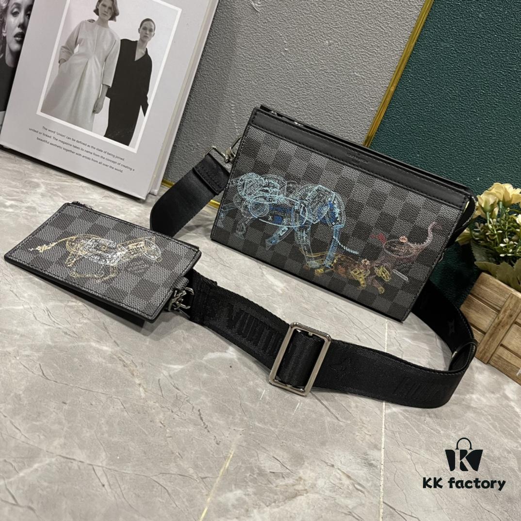 Upgraded 2-Piece Set M64608 M81115 M81972 M81124 M81753 M81431, Inspired by Louis Vuitton Pochette Voyage Clutch in Monogram Shadow Leather