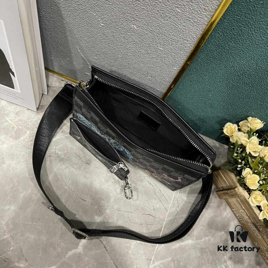 Upgraded 2-Piece Set M64608 M81115 M81972 M81124 M81753 M81431, Inspired by Louis Vuitton Pochette Voyage Clutch in Monogram Shadow Leather