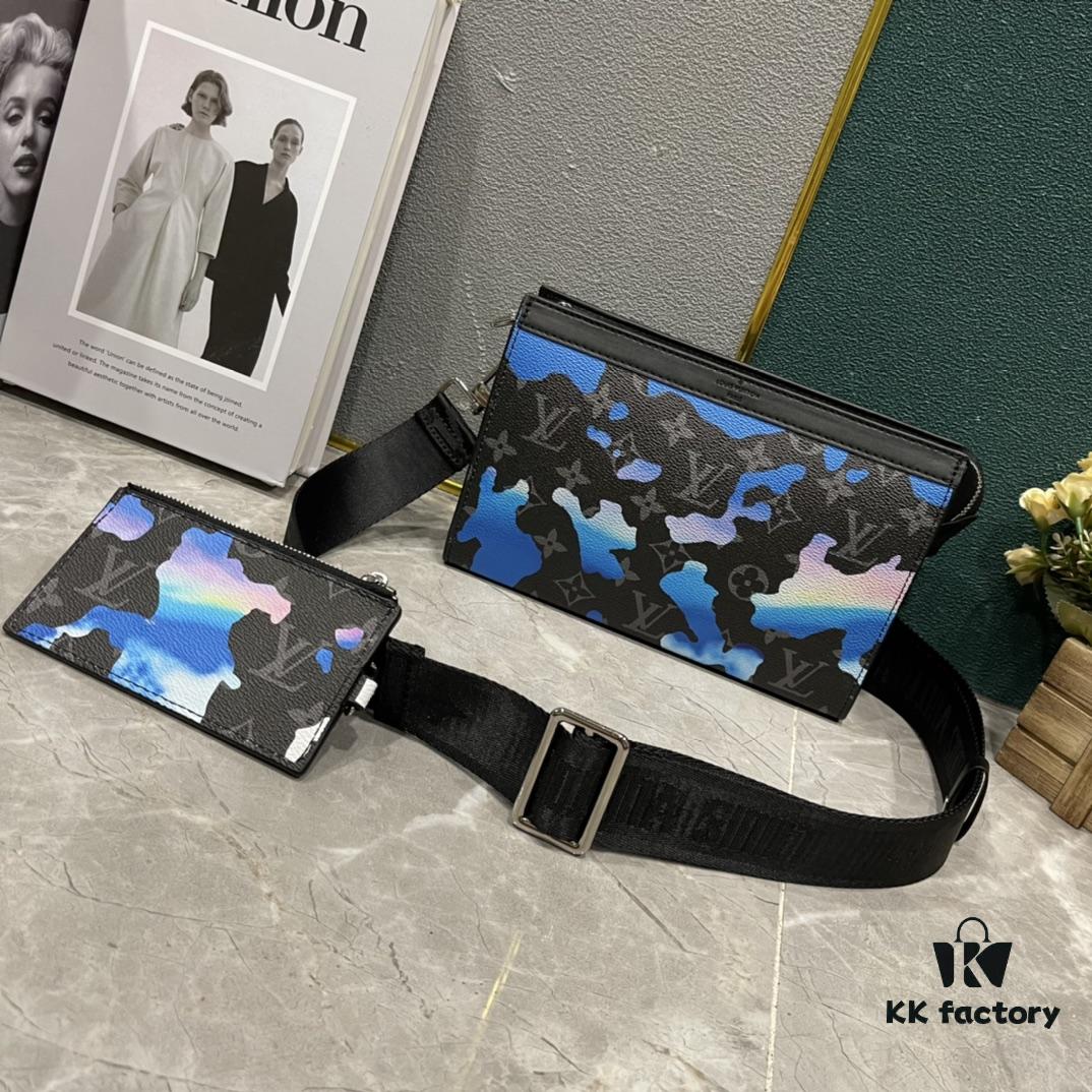 Upgraded 2-Piece Set M64608 M81115 M81972 M81124 M81753 M81431 Inspired by Louis Vuitton Pochette Voyage Clutch in Monogram Shadow Leather