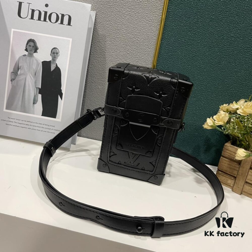 Upgraded Version M82077 M82070 Black Flower, Aged Flower, Full Leather Embossing Latest Model Vertical Trunk Mini Phone Bag