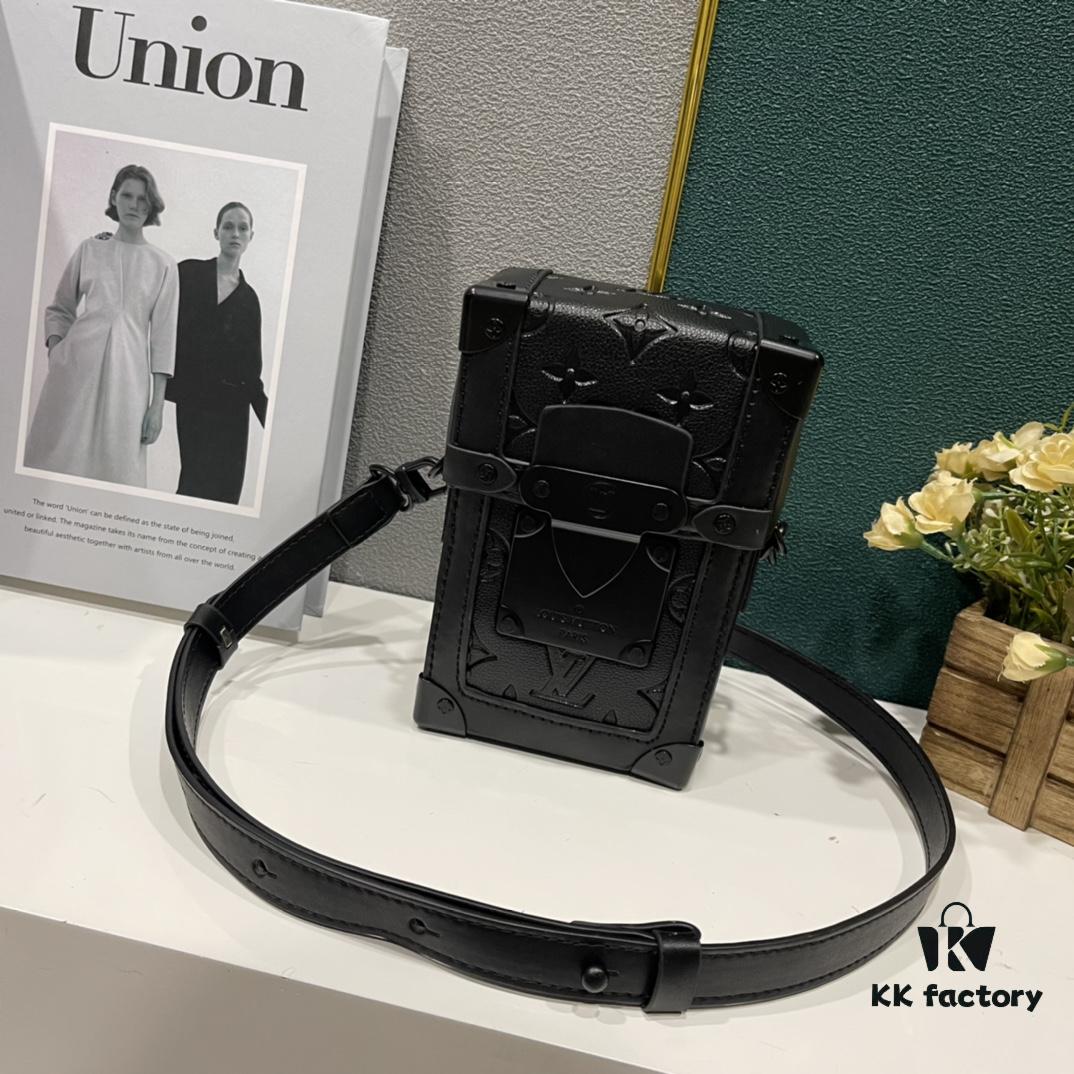 Upgraded Version M82077 M82070 Black Flower, Aged Flower, Full Leather Embossing Latest Model Vertical Trunk Mini Phone Bag