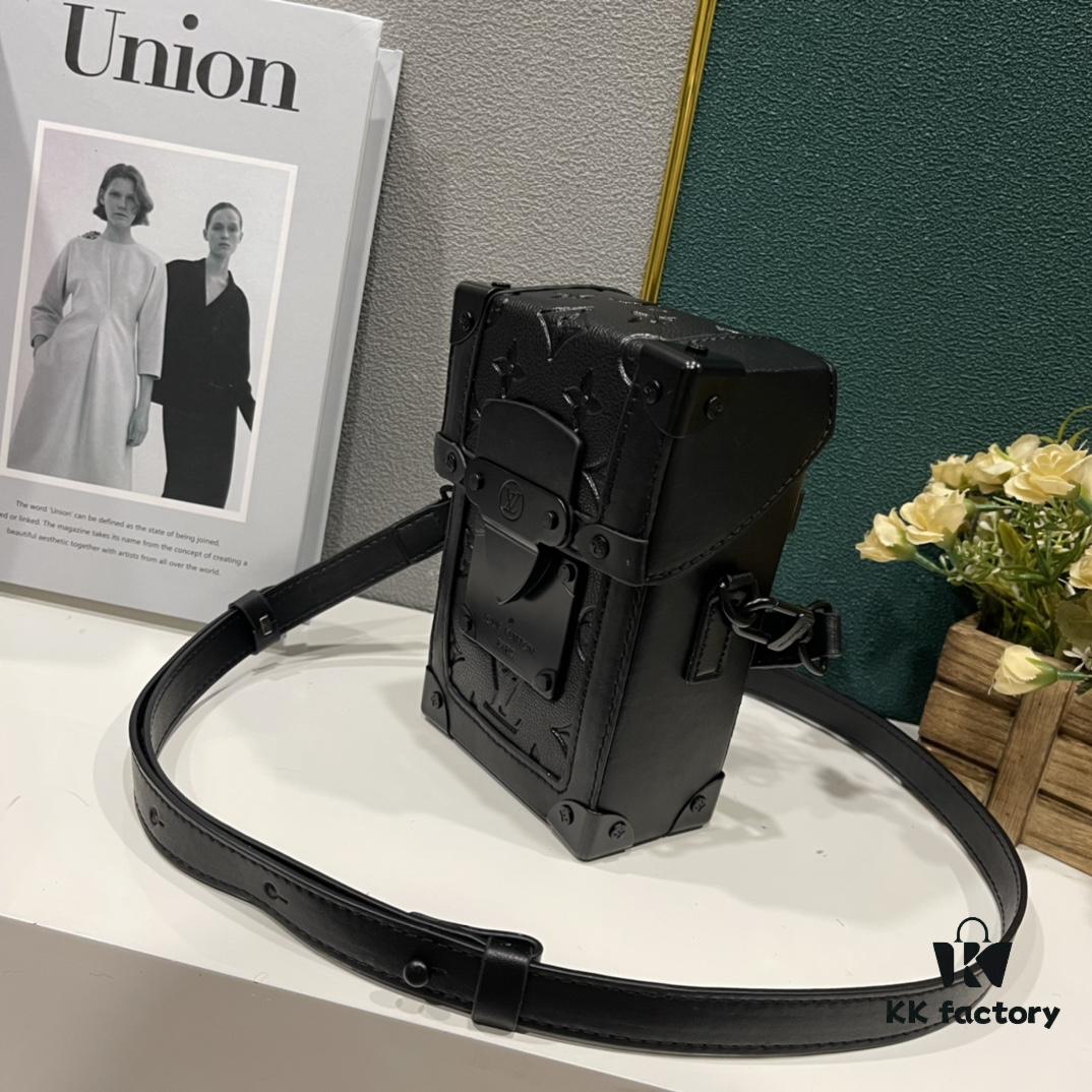 Upgraded Version M82077 M82070 Black Flower, Aged Flower, Full Leather Embossing Latest Model Vertical Trunk Mini Phone Bag